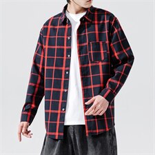 2021春季新无影墙日系男大码潮流宽松休闲格子衬衫C3001-P40，男装衬衫，电商A001