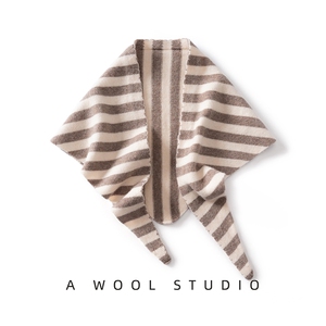 2025年夏季冬季新款宾瑟条纹三角巾，围巾，绒朵羊绒