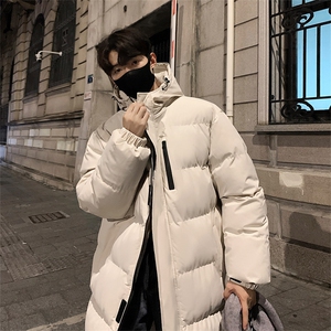 抖音得物港风长款棉服男女款长款连帽棉服加厚保暖D016-P110图片