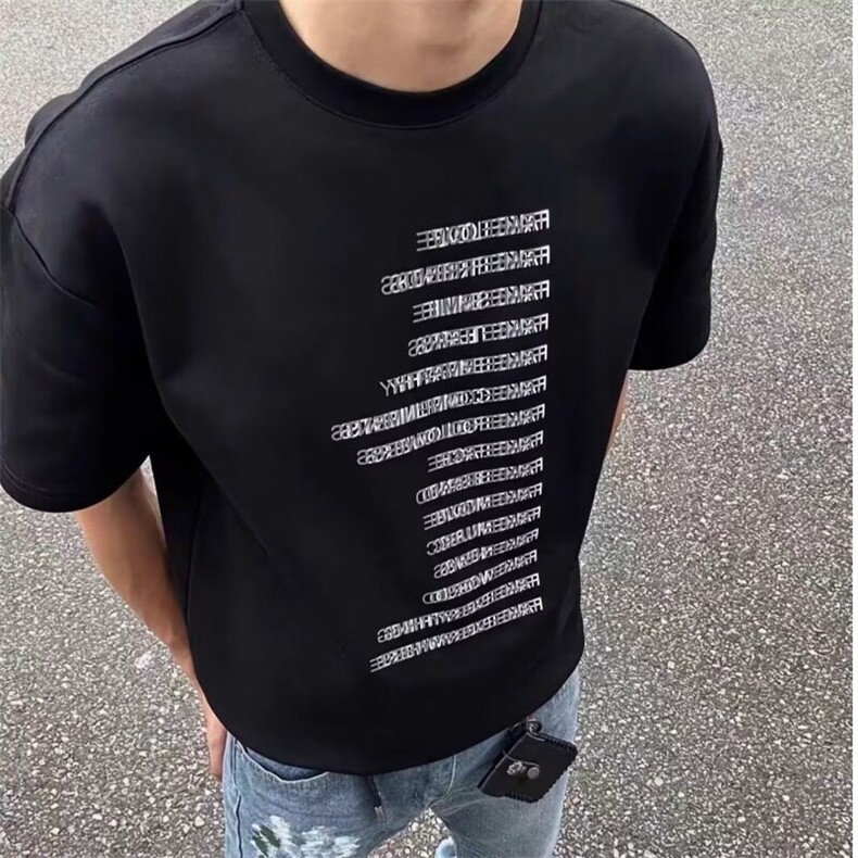 夏季美式高街痞帅百搭短袖T恤男微落肩潮牌印花宽松休闲大码体恤,男装T恤,星座506A