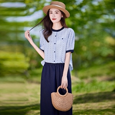 时尚休闲气质衬衫套装女2025夏新款宽松减龄显瘦亚麻阔腿裤两件套，女装套装/套裙，靓衣阁