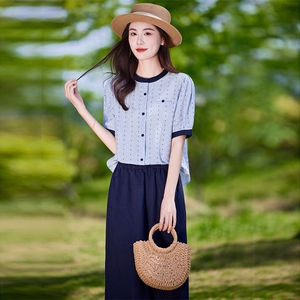 时尚休闲气质衬衫套装女2025夏新款宽松减龄显瘦亚麻阔腿裤两件套图片