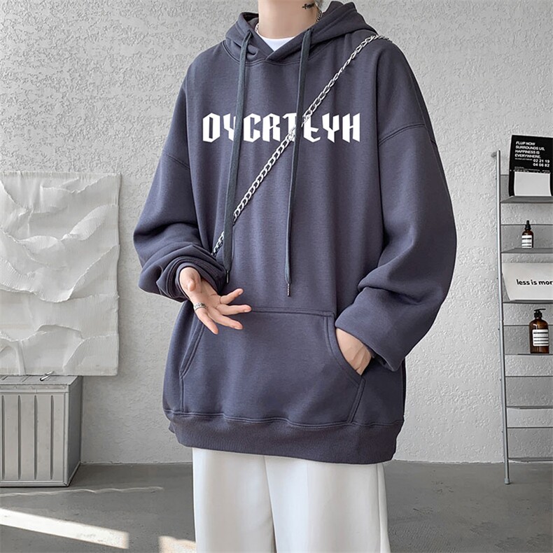 卫衣男秋季新款华棉复合牛奶丝港风宽松连帽套头上衣WY972-P38图片
