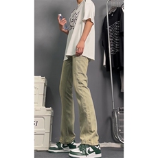 美式高街vibe拼接黄泥牛仔裤修身直筒裤XZ310A-4-NZ27SY，男装牛仔裤，星座310A-4