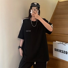 2024新款中性风短袖T恤男夏季美式hiphop七分袖上衣现货T1779-P38，男装T恤，星座512-4