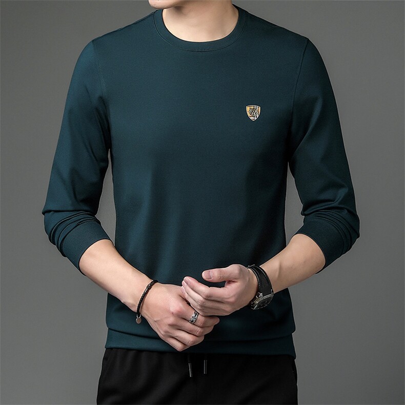 秋季男装圆领印花卫衣春秋2023新款中年商务休闲男士长袖上衣，男装卫衣，电商B212（原钱塘6029）