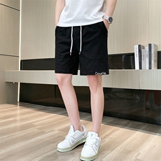 夏季棉麻刺绣短裤男休闲百搭五分裤纯棉沙滩裤XZ310B-3-DK833-P25，男装牛仔裤，星座310B-3