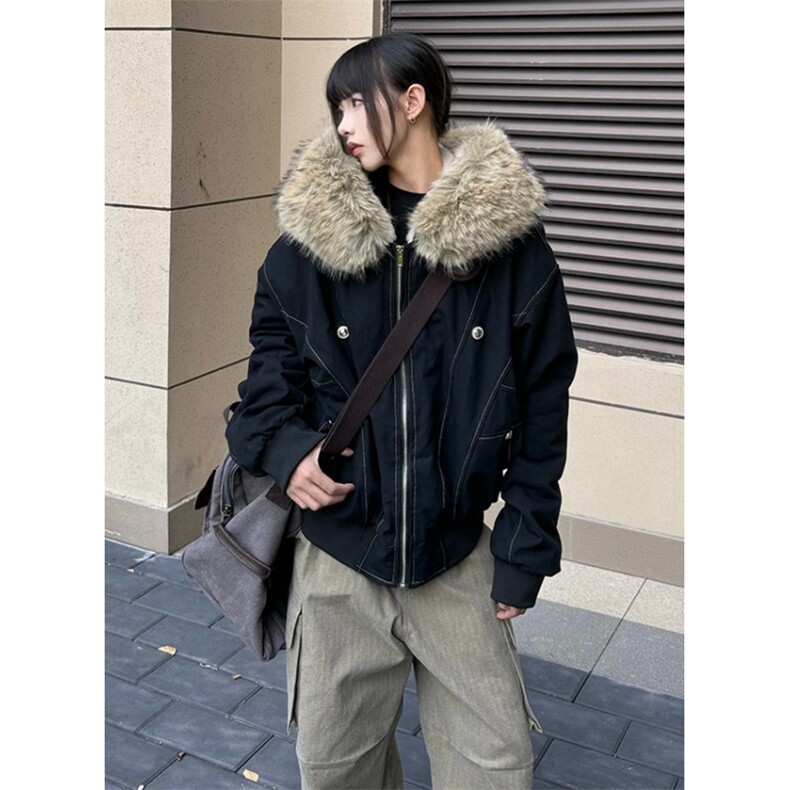 冬季座山雕美式棉服外套夹棉帆布水洗男女厚毛领棉衣J8346,男装棉衣,星座1116A（原606A-3）