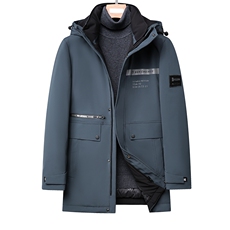 冬季休闲羽绒服爸爸装纯色外套中老年男士新款潮QLMF86068-P315，男装羽绒服，电商B212（原钱塘6029）