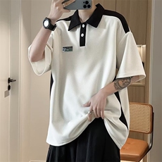 Polo衫PLA14夏季男短袖撞色华夫格五分半袖新款美式复古翻领t恤潮，男装Polo衫，星座302B