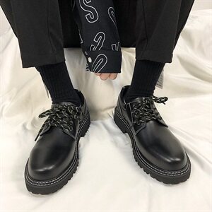 秋季韩版chic小众厚底皮鞋男潮流休闲低帮男鞋B253-1382-P105图片