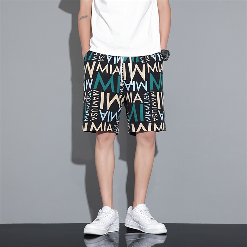 2025男装超薄冰丝新款潮流休闲百搭花短裤五分男裤D908-P35，男装休闲裤，星座815-1（原A203A）