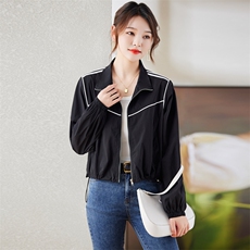 《现货新品》三条杠抽绳拼接时尚休闲短外套，女装短外套，天丽