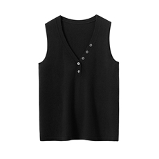 秋冬新款纯色针织v领套头无袖背心时尚简约，女装针织衫/毛衣，亿嘉羊绒