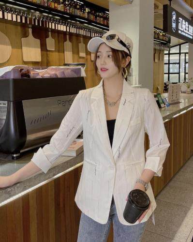 现货夏季新款棉麻修身薄西服，女装，韩衫衣社