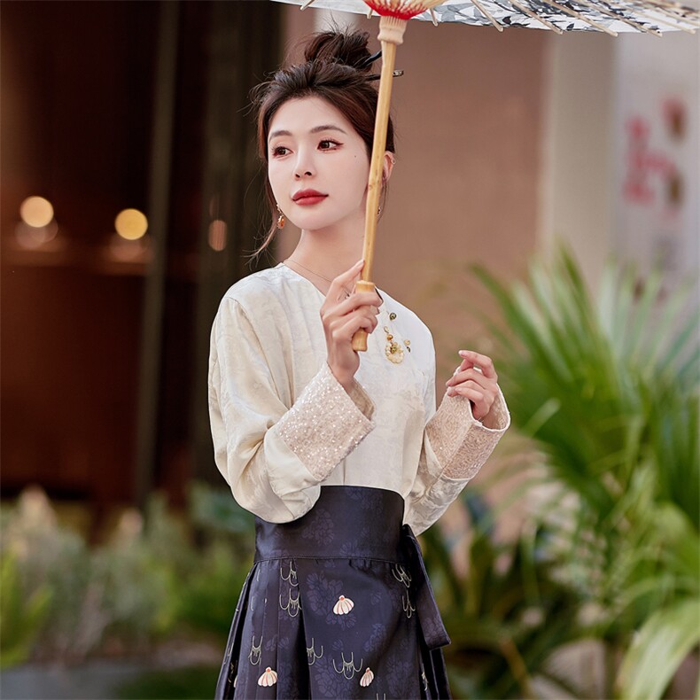 现货新款秋装2024年新中式g风改良气质提花面料衬衣,女装衬衫,采品优优