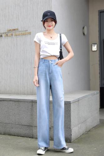 (现货) 磨破变色拖地牛仔裤图片