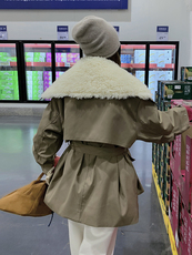 【现货】双拉链撞色羊羔毛领羽绒派克服b2-206-26282-p315k473，女装羽绒服，浙宝220
