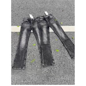 美式复古闪电裂纹牛仔裤加绒加厚直筒裤拖地阔腿裤K8002-P52网图图片