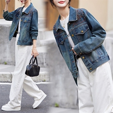 牛仔外套女新款2024年春秋季韩版设计感气质洋气小个子百搭上衣，女装牛仔外套，江南女神