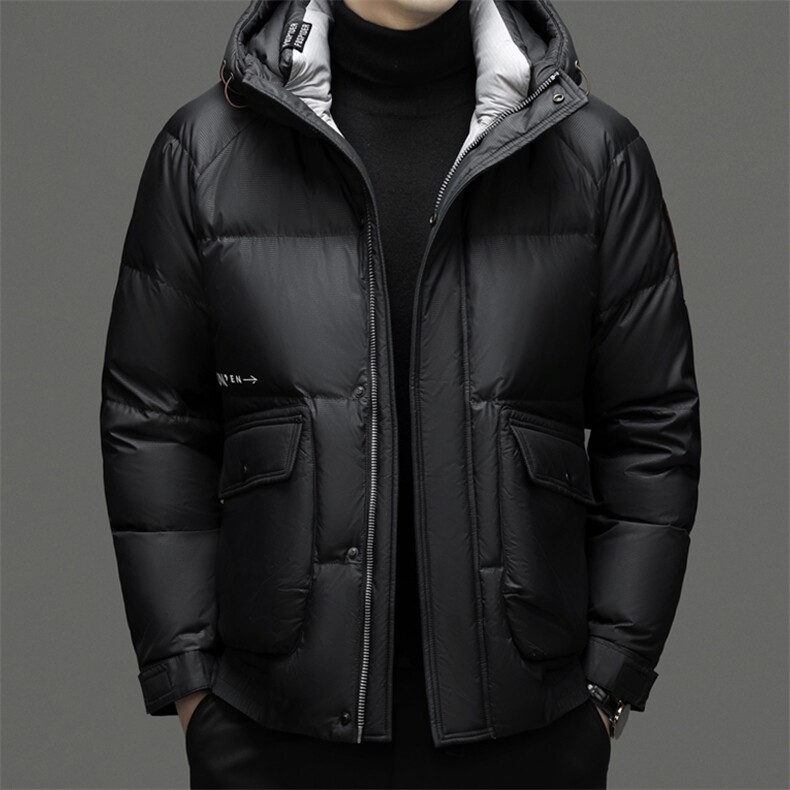 羽绒服男士2023新款中年连帽商务休闲上衣冬季加厚保暖外套男装,男装羽绒服,电商B212（原钱塘6029）