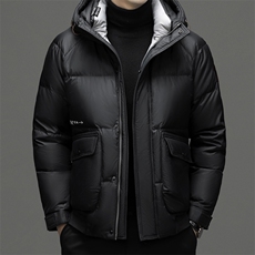 羽绒服男士2023新款中年连帽商务休闲上衣冬季加厚保暖外套男装，男装羽绒服，电商B212（原钱塘6029）