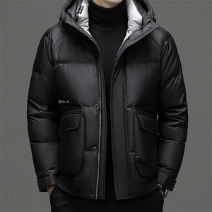 羽绒服男士2023新款中年连帽商务休闲上衣冬季加厚保暖外套男装图片
