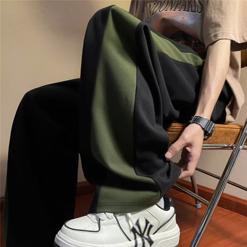 V1954-P35新款撞色休闲裤宽松坠感拖地长裤，男装休闲裤，星座1608