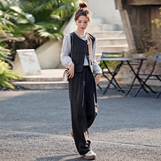 新中式国风套装女2025年开春新款高级松弛感超火减龄西装马甲穿搭，女装套装/套裙，瑶迪依秀