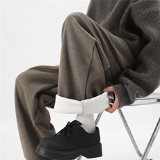 A429-YK355-特批常规40加绒48加绒加厚人字纹褶皱垂感休闲裤，男装卫衣，电商A429