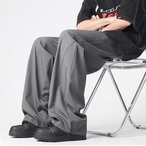 纯色休闲裤男潮牌直筒百搭冰感垂感阔腿裤子K10079-310B-1-P35图片
