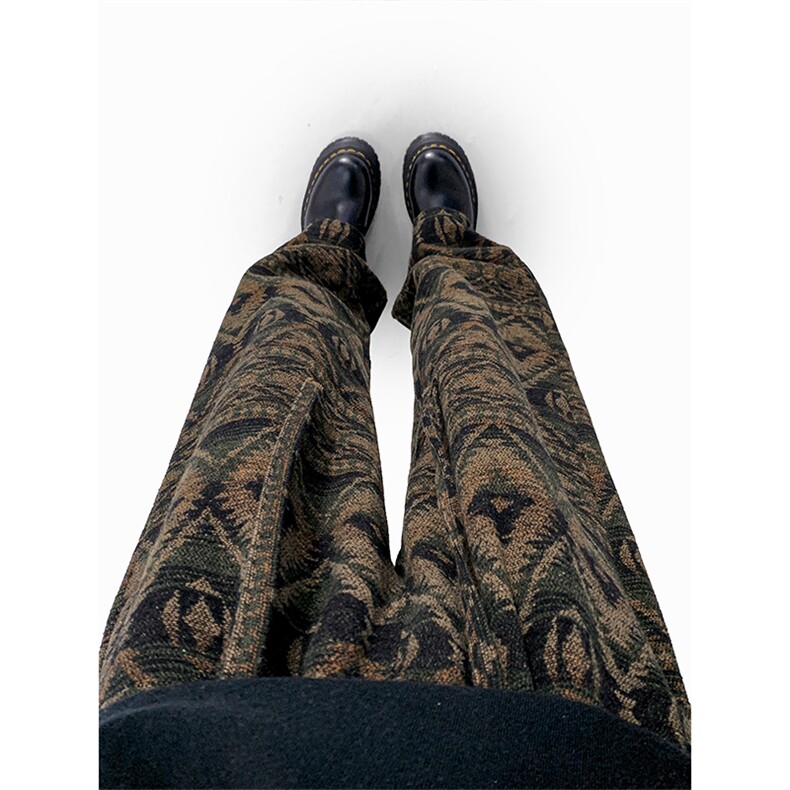 秋季美式提花毛呢大码百搭民族风拖地休闲裤男K5685-特P50控98，男装民族服装，电商A001