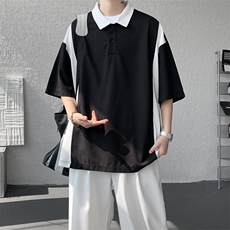 8XL-M拼接撞色短袖t恤男款夏季新款半袖POLO衫加肥加大码DT004P38，男装T恤，电商B312