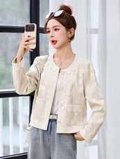 新中式国风洋气百搭小香风短款蕾丝上衣女2025开春新款小个子外套，女装短外套，布芭啦