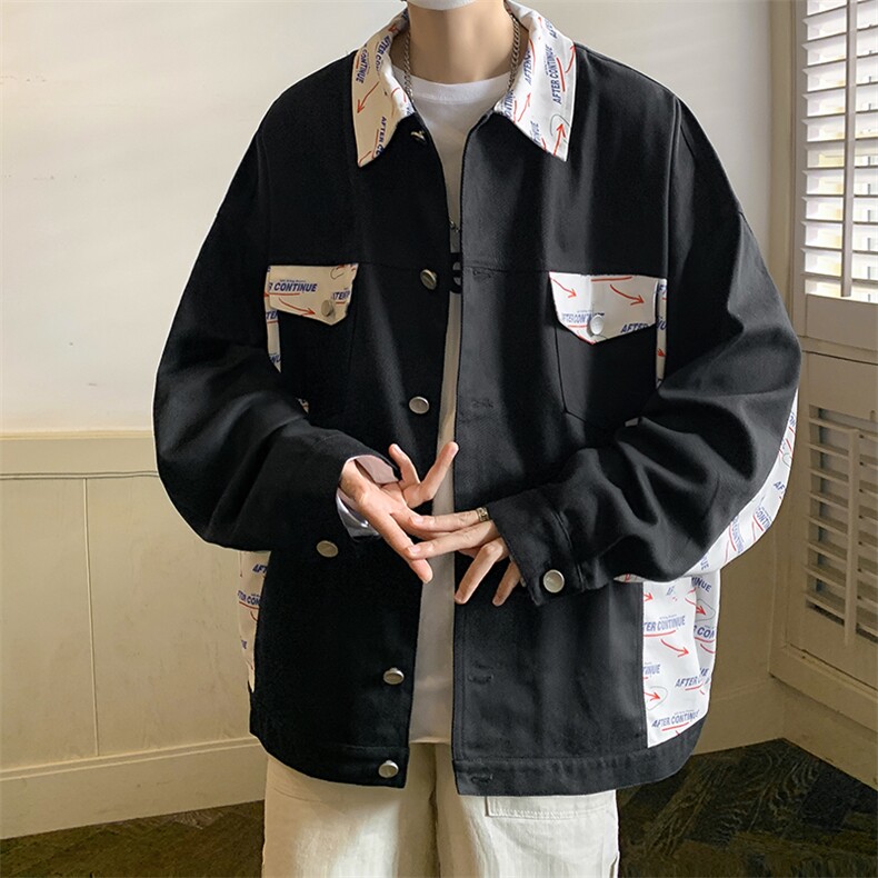 特批60cityboy街拍秋季翻领夹克男女外套港风拼接工装外套GJK222,男装夹克,电商B370