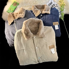 加绒灯芯绒棉衣外套男冬季羊羔绒情侣棉服潮ins棉袄外套M468-P68，男装棉衣，星座1008