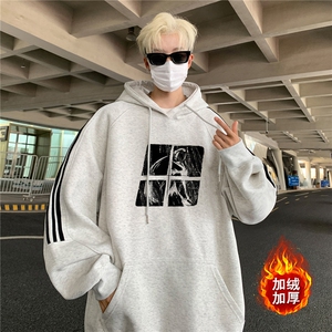 高品质！全棉重磅400克潮牌宽松三条杠连帽卫衣 RH1401JR 特p68图片