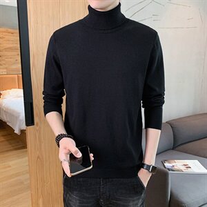 2021秋冬季新款毛衣男士韩版潮流针织毛线打底衫高领外套DF65T,男士靴子冬季搭配什么裤子好看吗图片