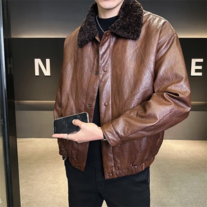 皮毛一体加绒加厚皮衣外套男士泰迪毛棉衣 801-P215(控券后298)图片