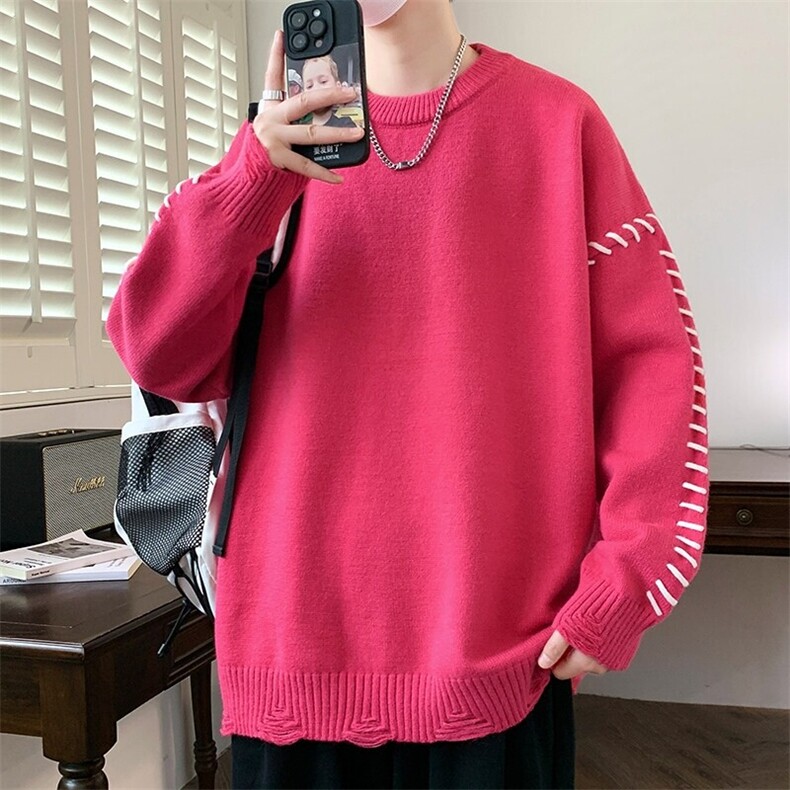 84601-特P50秋冬新款休闲毛衣男长袖针织衫港风宽松打底衫,男装针织衫/毛衣,电商D310B