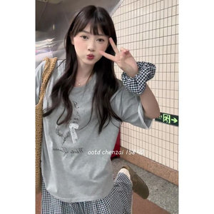 H0748-P35蕾丝拼接宽松甜美短袖T恤女（不含手腕装饰）,男明星手腕搭配图片