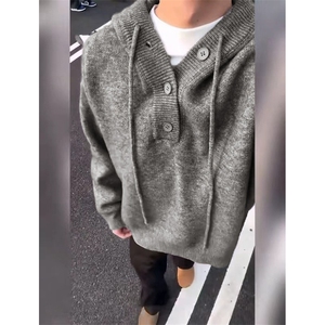 重磅秋冬装北极绒开衫毛衣美式复古休闲慵懒风针织衫加厚连帽外套图片