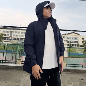 Y009拼接撞色连帽男女休闲大码团队冲锋衣户外旅游运动薄夹克潮男图片