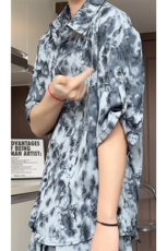 短袖衬衫男+短裤男潮流休闲套装男M-5XL大码TZ78708P50控98模特图，男装休闲套装，星座226-1
