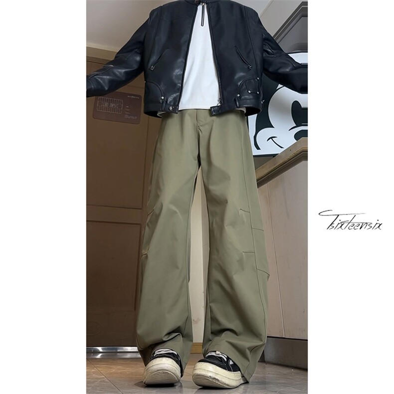 美式复古廓形工装裤男春季宽松水洗弯刀裤A166-KA5810-特P37控69,男装工装外套,电商A166