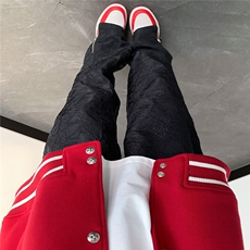 港风乱皱面料拉链设计休闲裤男潮流拖地直筒长裤男K77720P50控69，男装休闲裤，星座227-7