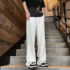 美式裤子高街ins潮白色运动裤男直筒宽松垂感夏季阔腿裤KZ82，男装休闲裤，星座1116A-1（原606A）