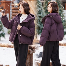 【现货】短款羽绒服女冬2024今年新款洋气时尚加厚保暖面包服外套，女装羽绒服，仁梯