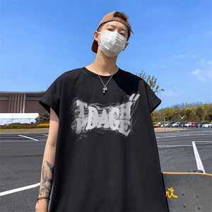 直播品质 重磅纯棉 220克美式印花宽松背心男女无袖t恤潮BX221P25图片