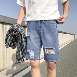 ins超火的破洞牛仔短裤男夏季新款潮牌百搭港风五分裤子DK025-P40图片